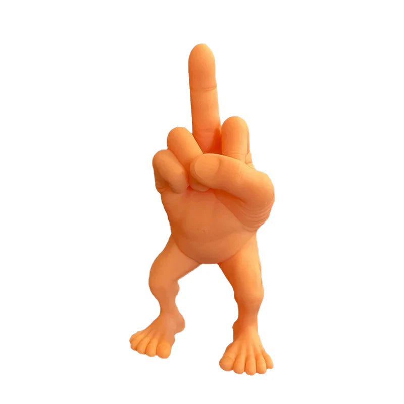Freche Mittelfinger-Figur mit Beinen