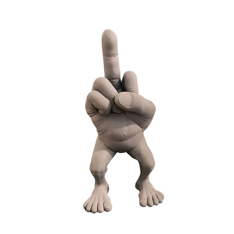 Freche Mittelfinger-Figur mit Beinen