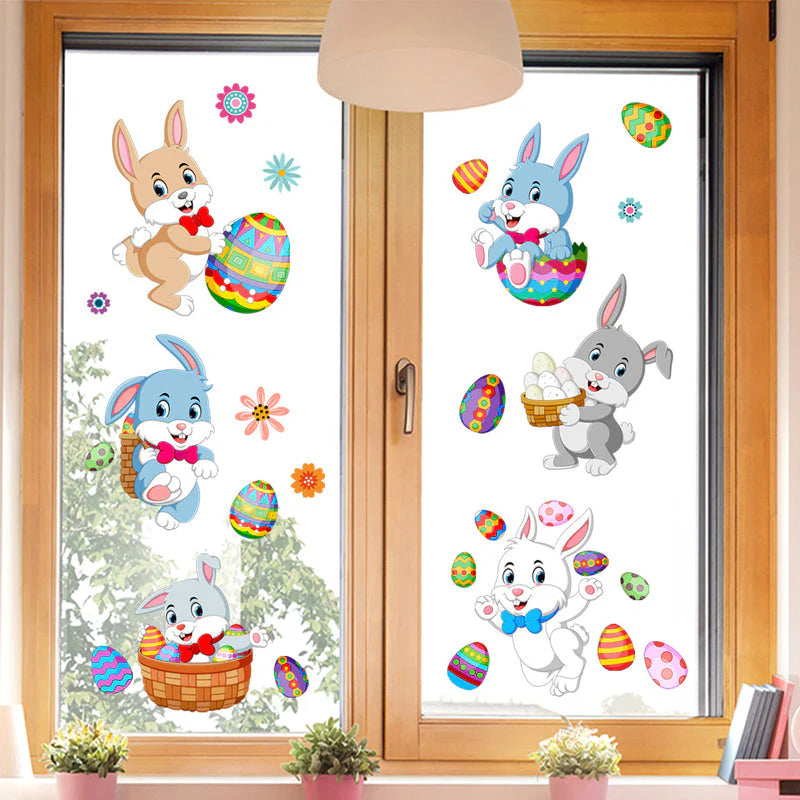 Frühlingszauber – Osterhasen Fensteraufkleber für eine festliche Dekoration