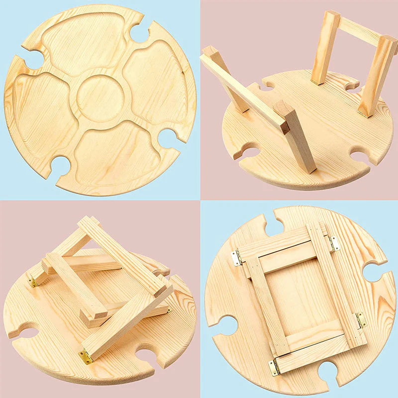 Kompakter Klapp-Picknicktisch aus Holz – Perfekt für unterwegs!
