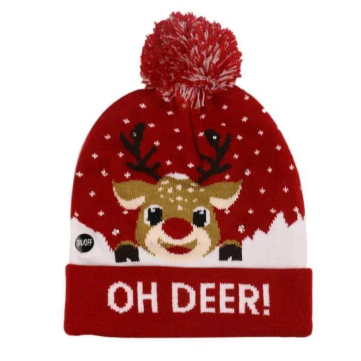 Weihnachtliche LED-Strickmütze mit festlichem Design