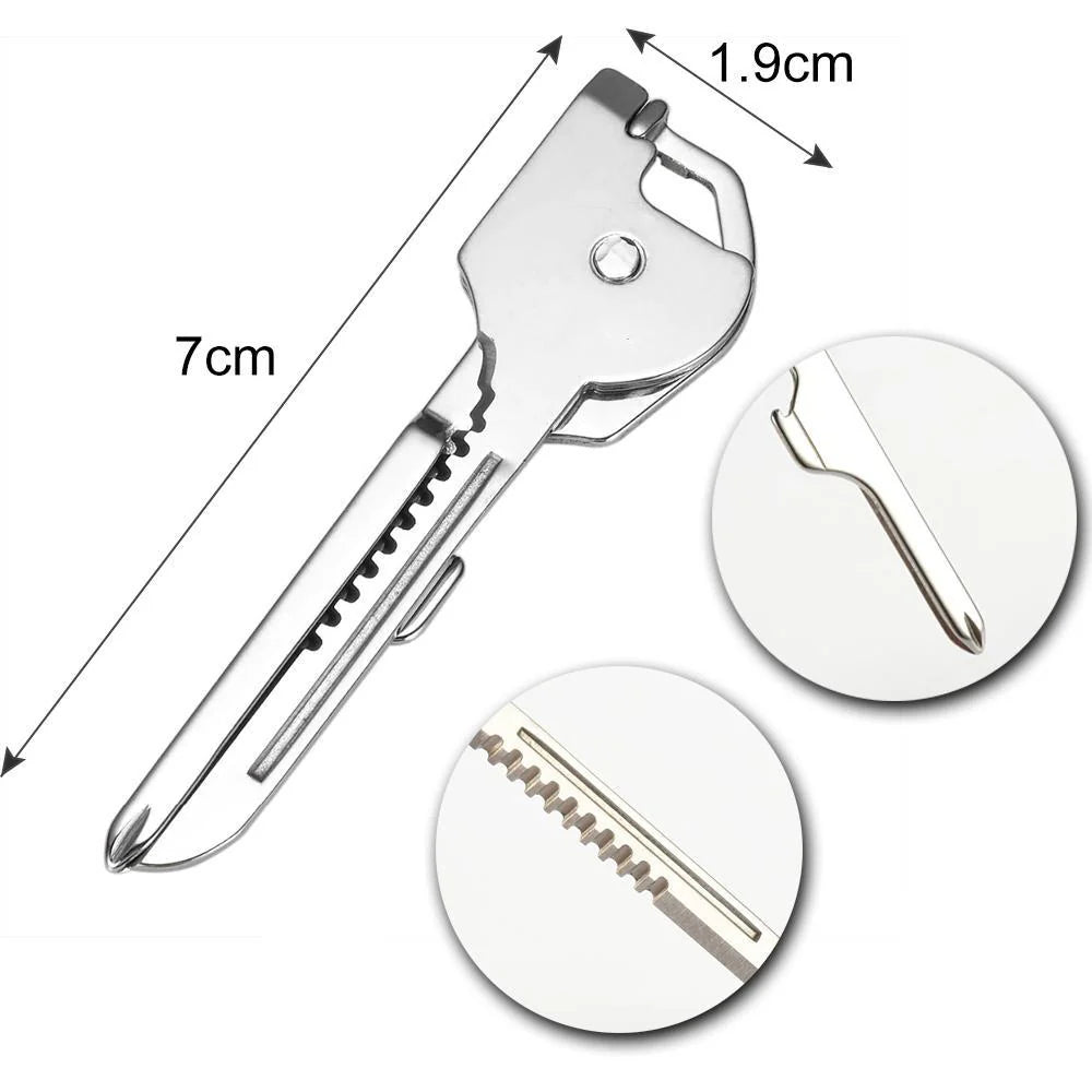 6-in-1-Miniwerkzeug Schlüsselanhänger aus Edelstahl