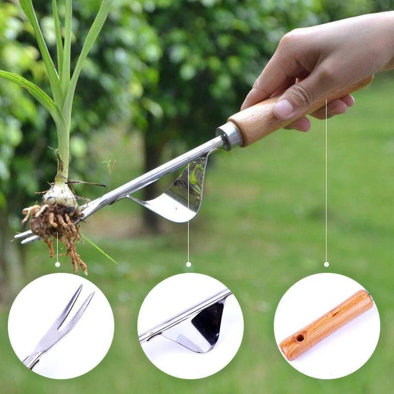 Ergonomischer Unkrautentferner mit Holzgriff