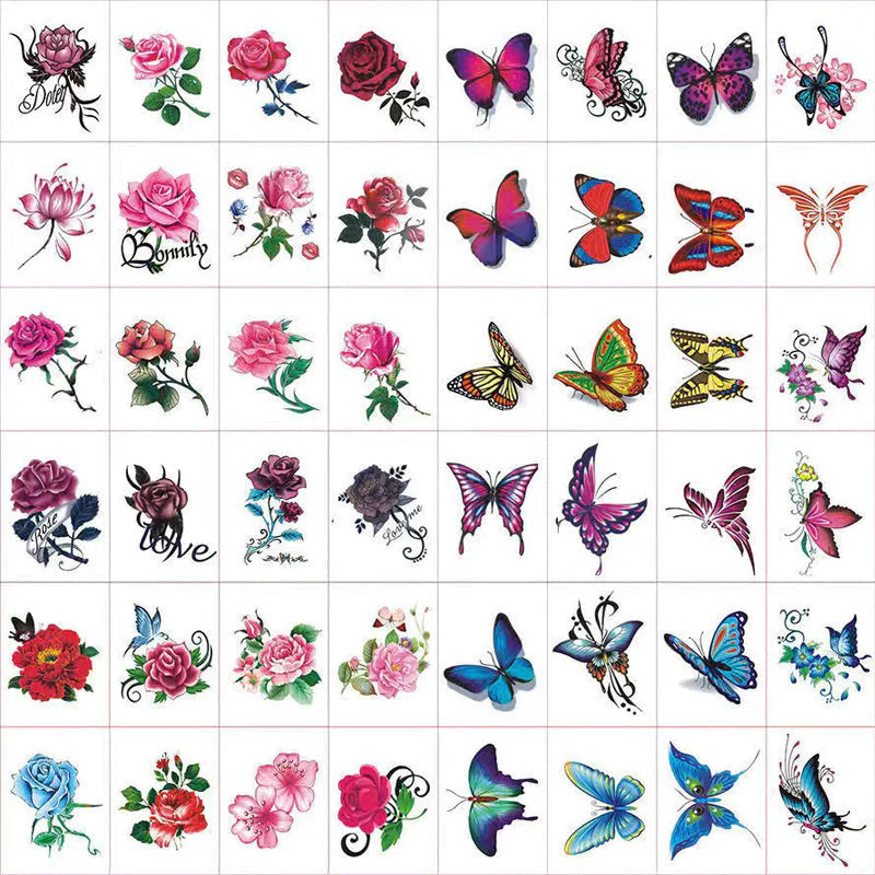 3D-Kunsttattoo Sticker-Set (50 Stück)