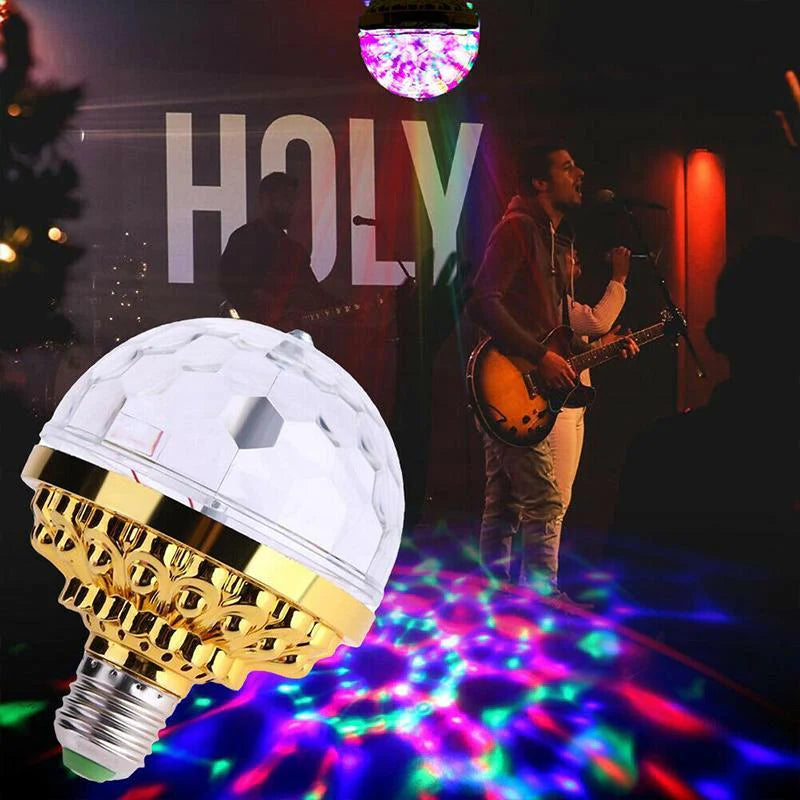 Bunte LED-Party-Glühbirne – Dreht sich automatisch für coole Lichteffekte!