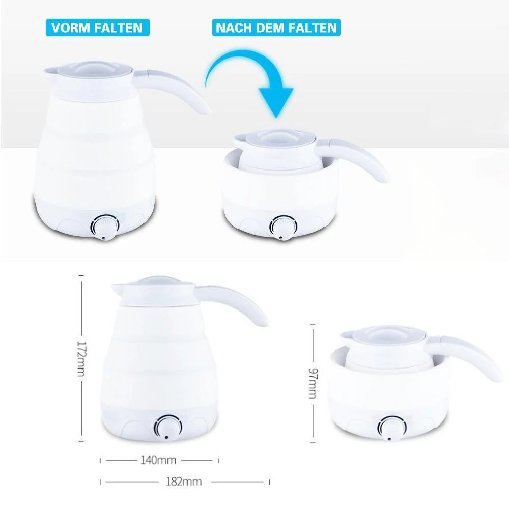 Faltbare Reise-Silikonkannen mit Universalstecker