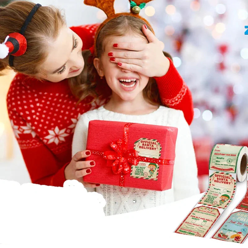 Weihnachtliche Geschenkaufkleberrolle (200 Stück)