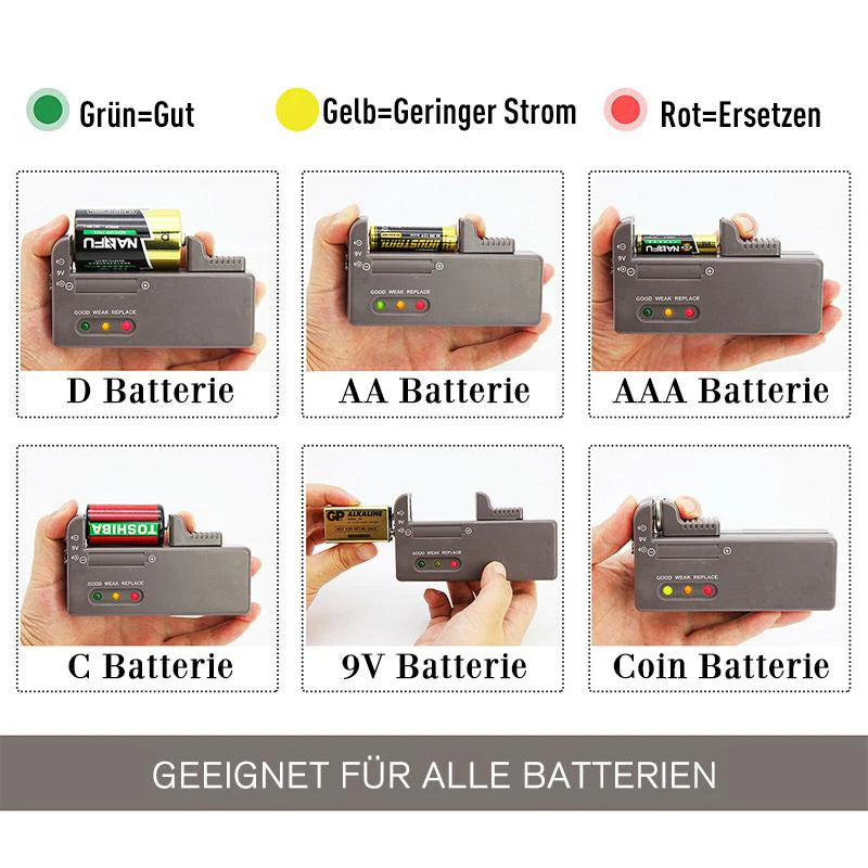 Batterie-Organizer mit Testgerät