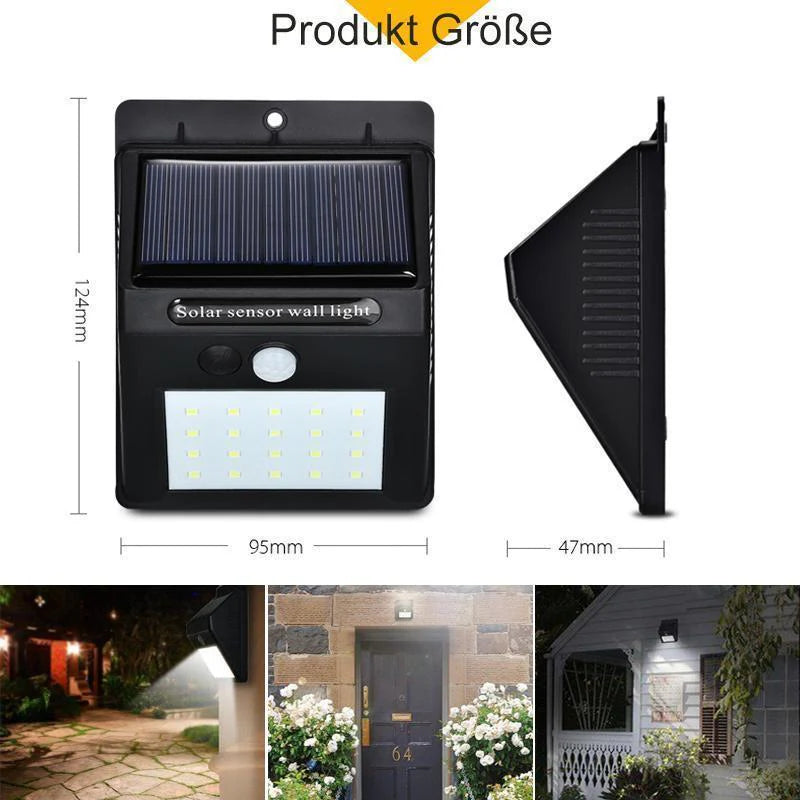 Superhelle Solar Wandleuchten mit Bewegungssensor – 20er Set