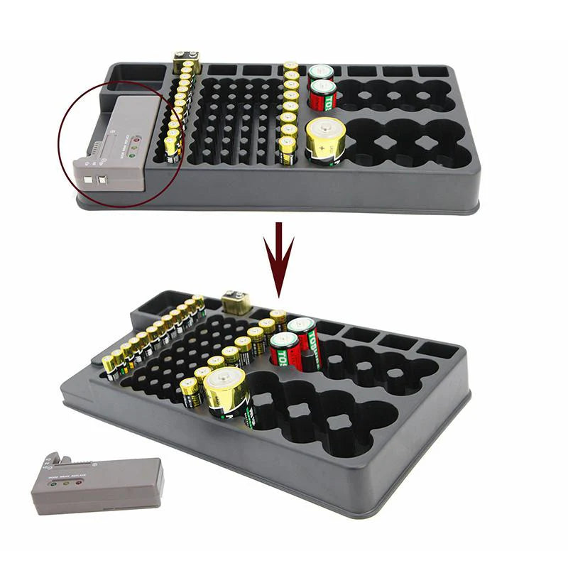 Batterie-Organizer mit Testgerät