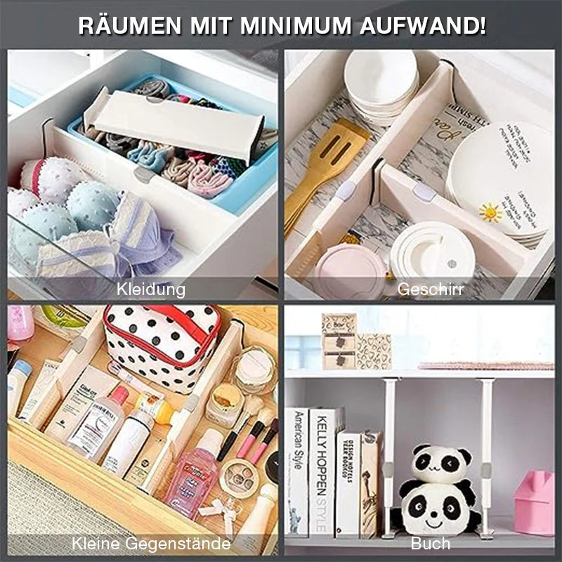 Erweiterbare Schubladenteiler für ordentliche Aufbewahrung