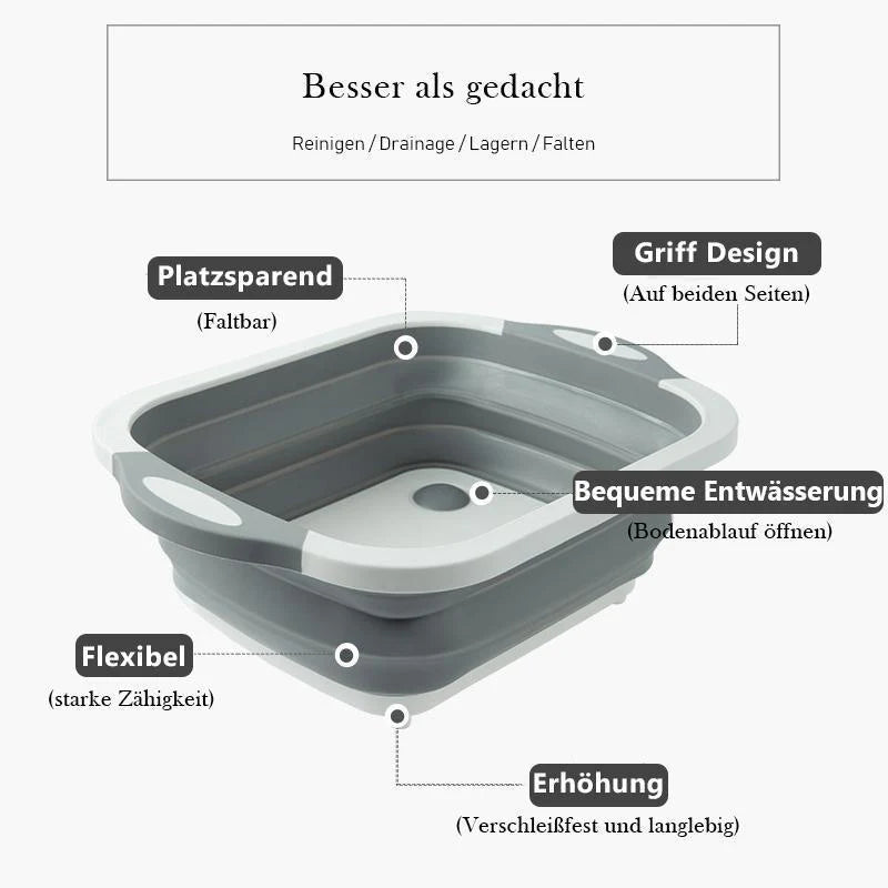 Kompakter Klappkorb – Ihr 3-in-1 Küchenhelfer