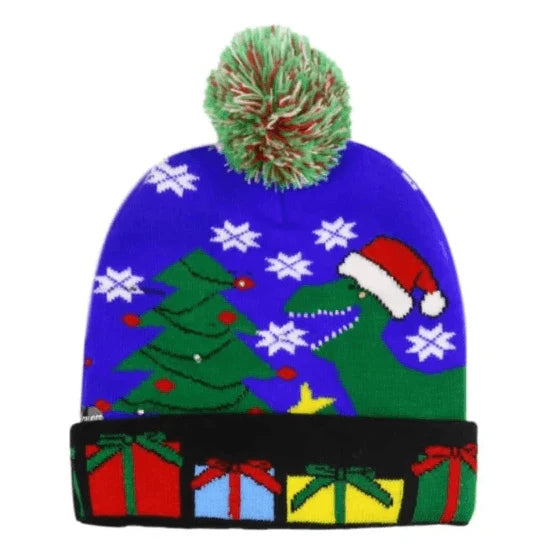 Weihnachtliche LED-Strickmütze mit festlichem Design