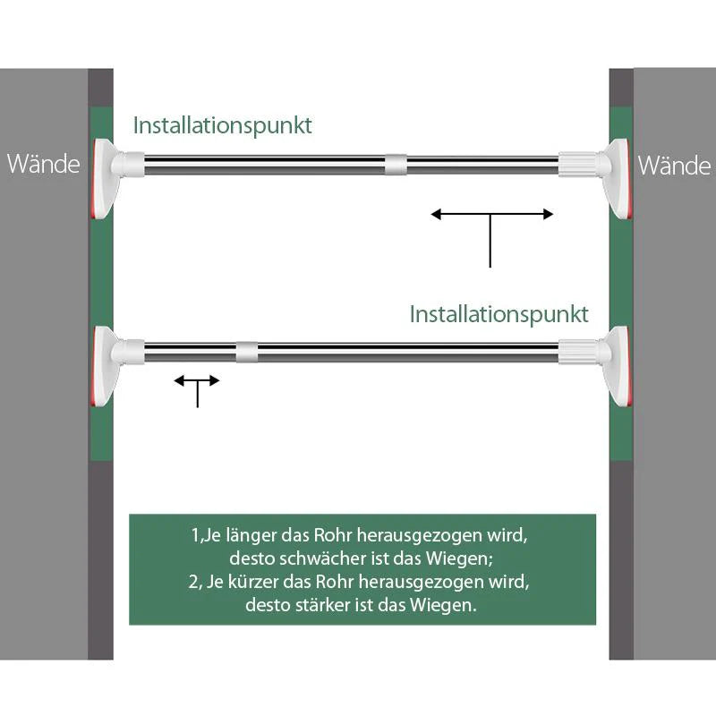 Teleskopische Gardinenstange aus Edelstahl