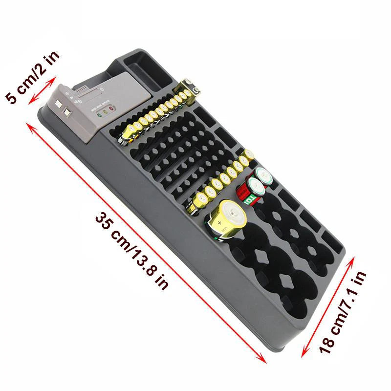 Batterie-Organizer mit Testgerät