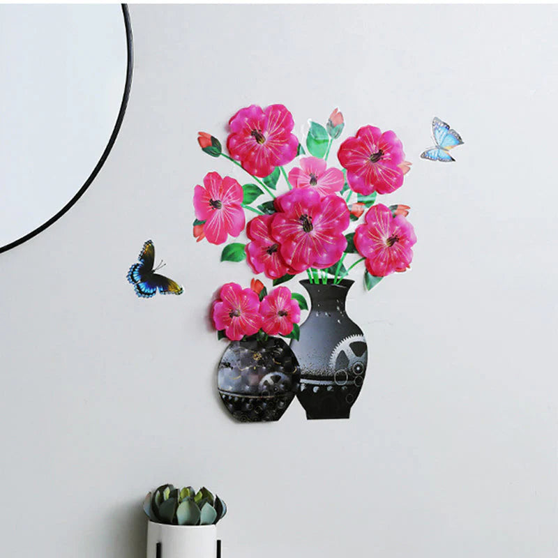 3D Blumen Wandtattoo Set – DIY Pflanzenvase