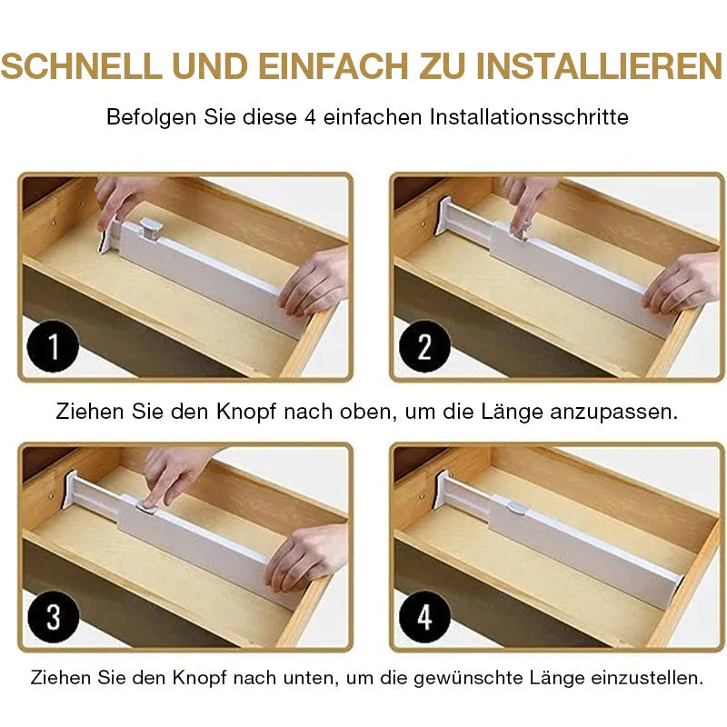 Erweiterbare Schubladenteiler für ordentliche Aufbewahrung