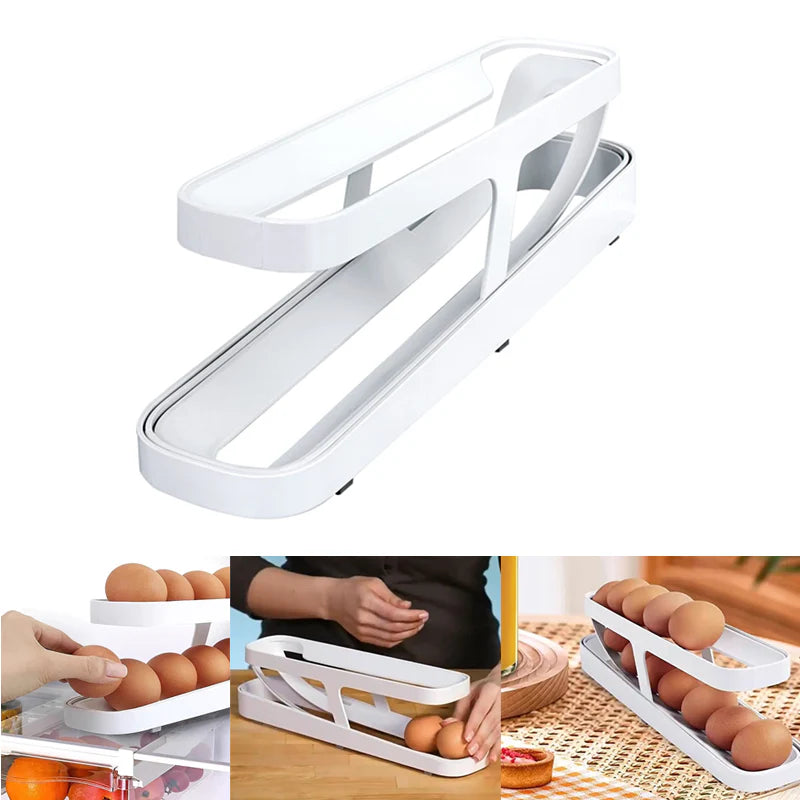 Doppelstöckiger Eier-Organizer mit Rollsystem
