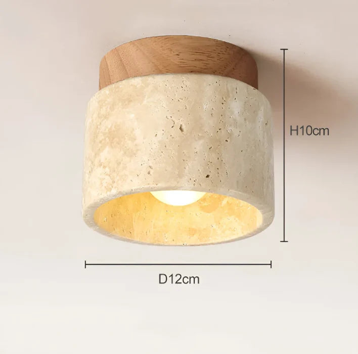 Japanische Deckenlampe aus Gelbem Marmor im Wabi-Sabi-Stil