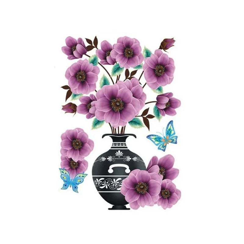 3D Blumen Wandtattoo Set – DIY Pflanzenvase