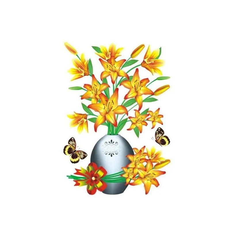3D Blumen Wandtattoo Set – DIY Pflanzenvase