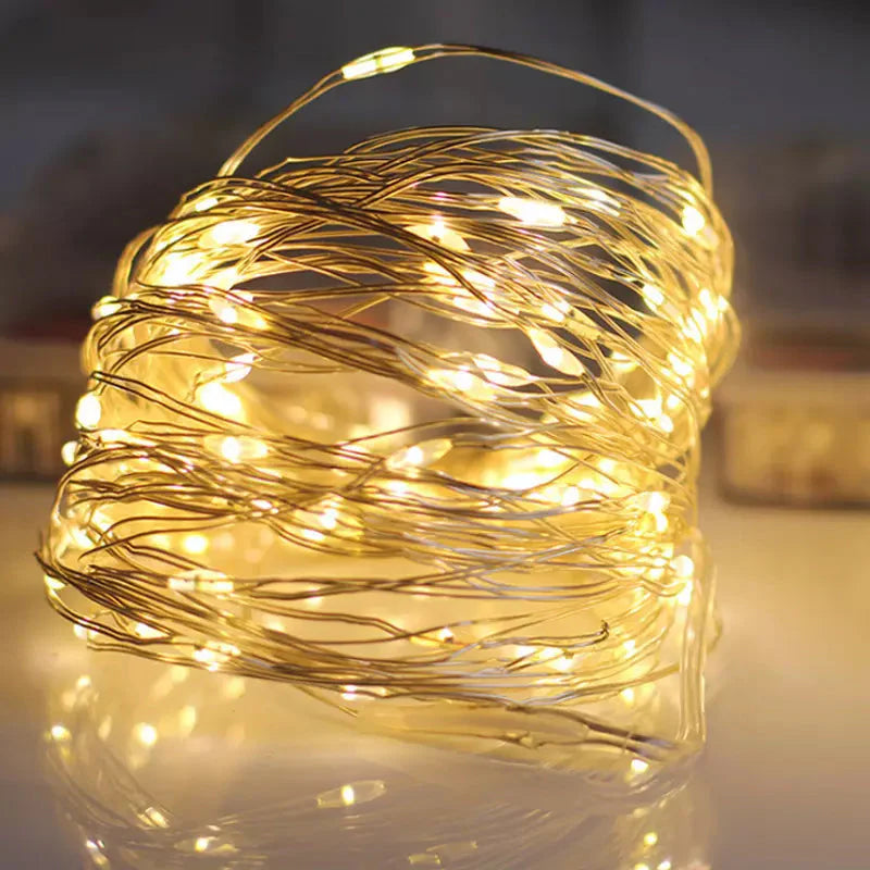 Dekorative Kupferdraht-Lichterkette mit USB-Anschluss