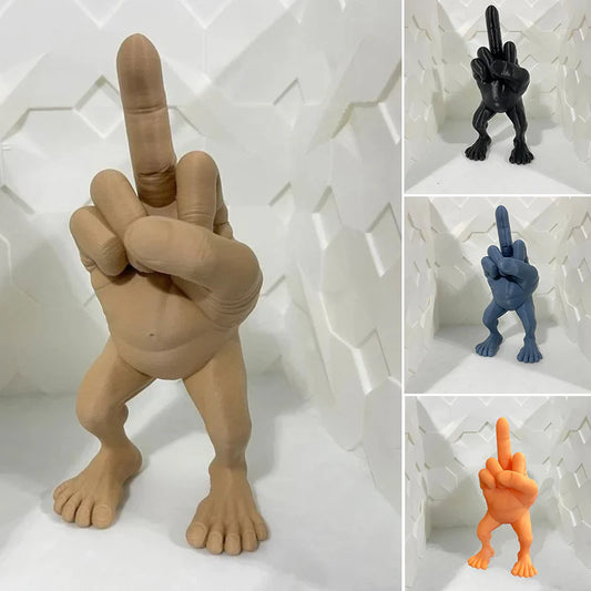 Freche Mittelfinger-Figur mit Beinen