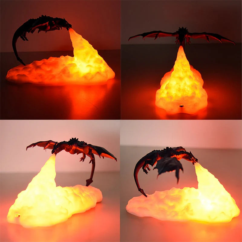 FlammenDrache – Mystisches 3D LED Nachtlicht