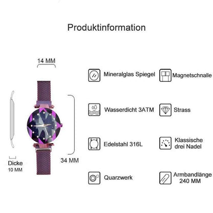 Wasserdichte Armbanduhr mit Sternenhimmel-Design für Mädchen