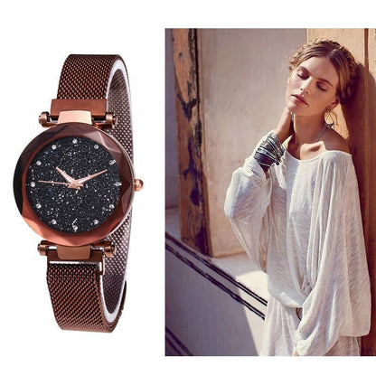 Wasserdichte Armbanduhr mit Sternenhimmel-Design für Mädchen