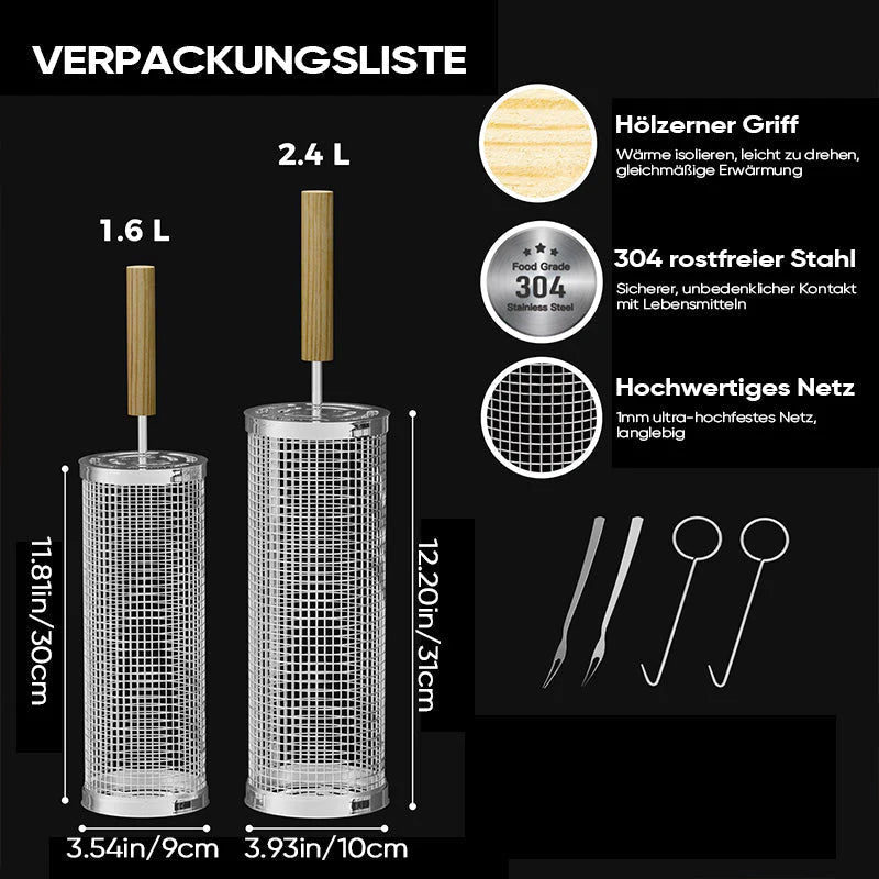 Drehbarer Edelstahl-Grillkäfig