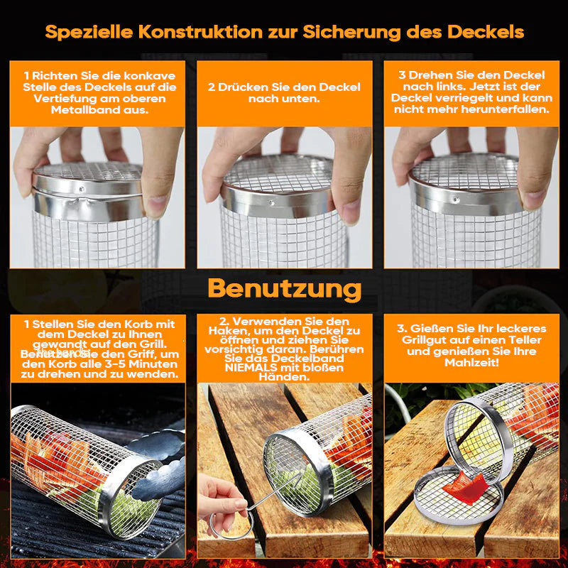 Drehbarer Edelstahl-Grillkäfig