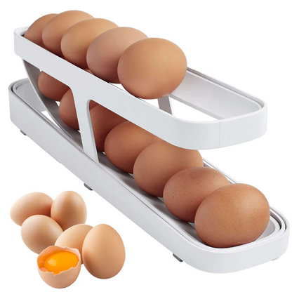 Doppelstöckiger Eier-Organizer mit Rollsystem