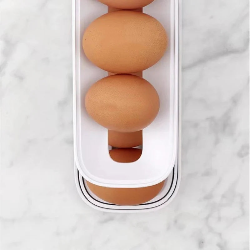 Doppelstöckiger Eier-Organizer mit Rollsystem