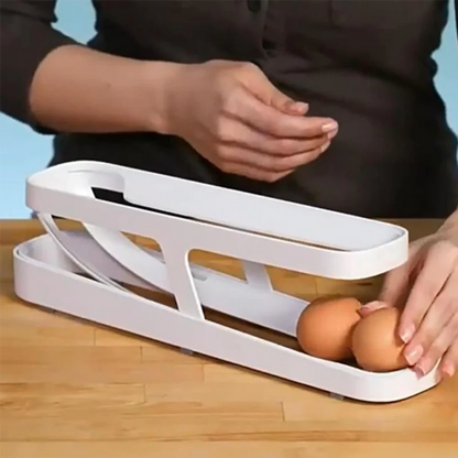 Doppelstöckiger Eier-Organizer mit Rollsystem