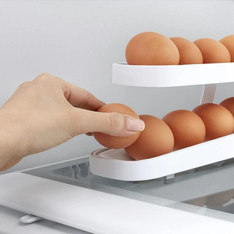 Doppelstöckiger Eier-Organizer mit Rollsystem