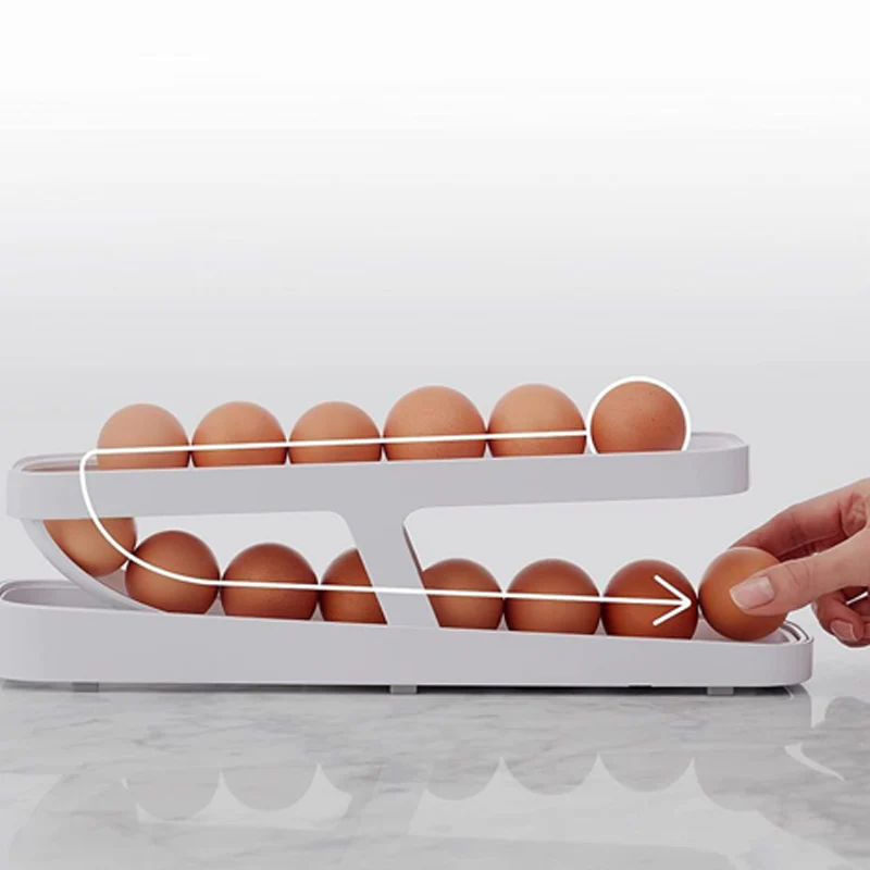Doppelstöckiger Eier-Organizer mit Rollsystem