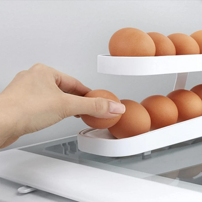Doppelstöckiger Eier-Organizer mit Rollsystem