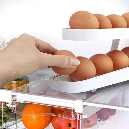 Doppelstöckiger Eier-Organizer mit Rollsystem