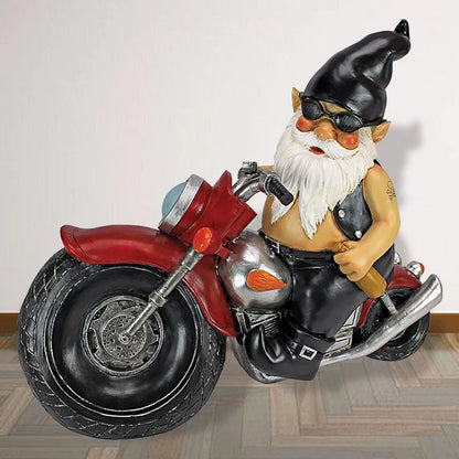 Witzige Motorrad-Gnomenstatue – Der Hingucker für Garten & Zuhause