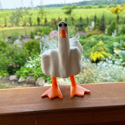 Freche Entenfigur für den Garten