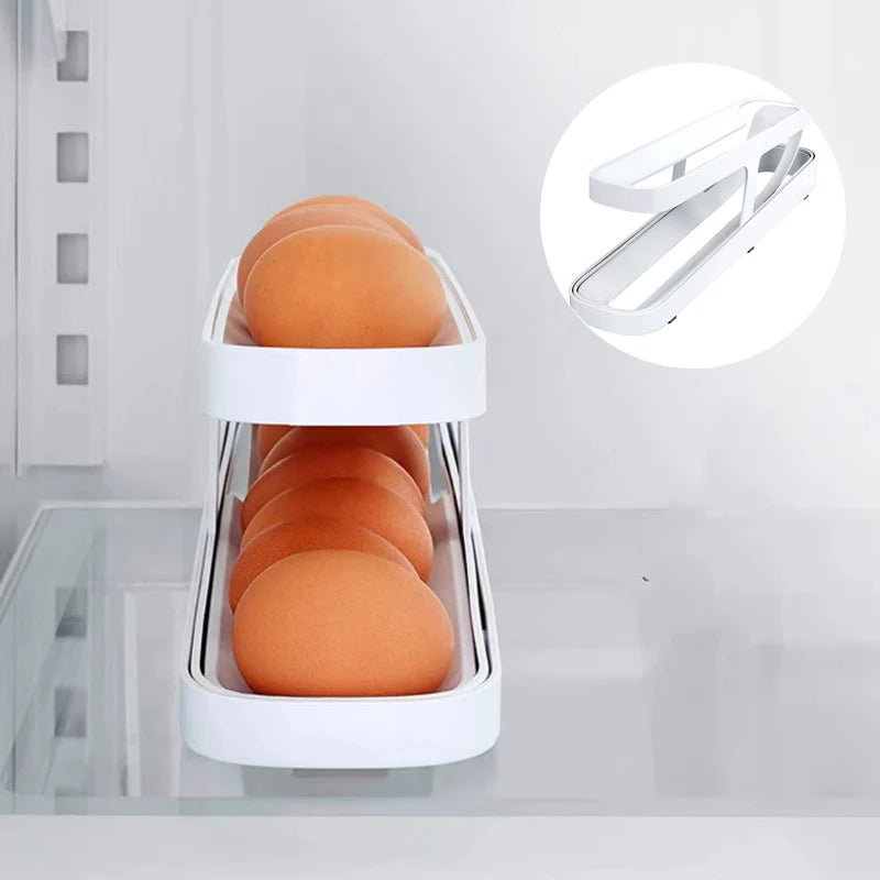 Doppelstöckiger Eier-Organizer mit Rollsystem