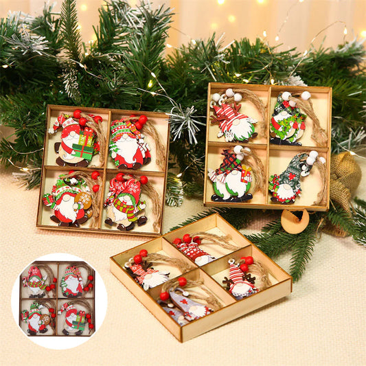 Holz-Weihnachtsbaum-Dekoration Set mit Zwergen