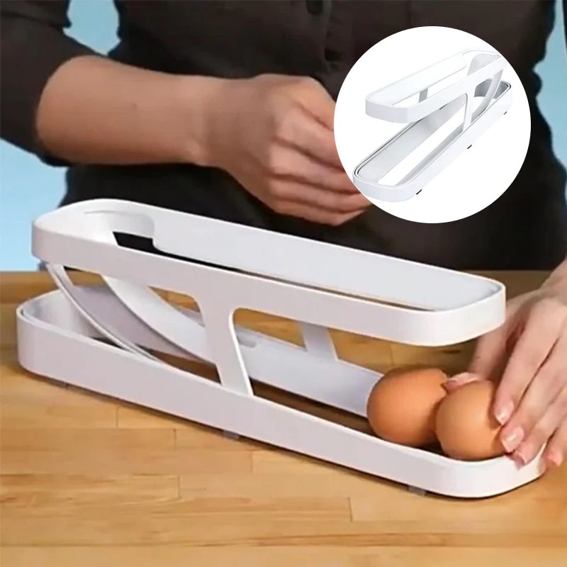 Doppelstöckiger Eier-Organizer mit Rollsystem