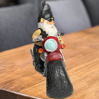 Witzige Motorrad-Gnomenstatue – Der Hingucker für Garten & Zuhause