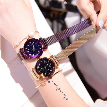 Wasserdichte Armbanduhr mit Sternenhimmel-Design für Mädchen