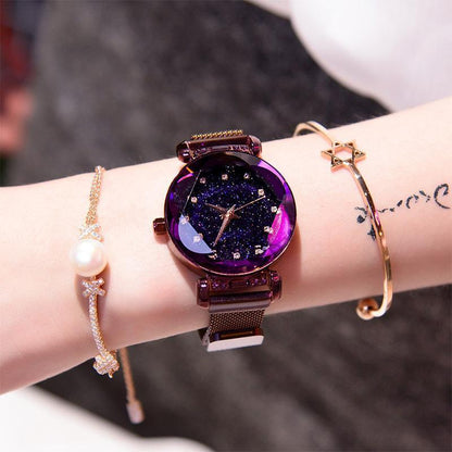 Wasserdichte Armbanduhr mit Sternenhimmel-Design für Mädchen