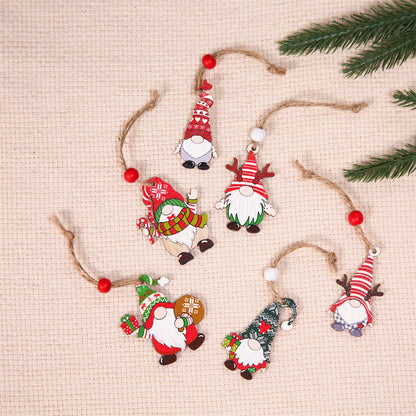 Holz-Weihnachtsbaum-Dekoration Set mit Zwergen