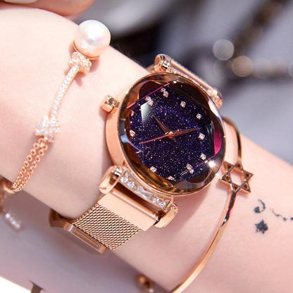 Wasserdichte Armbanduhr mit Sternenhimmel-Design für Mädchen