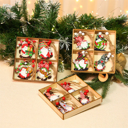 Holz-Weihnachtsbaum-Dekoration Set mit Zwergen